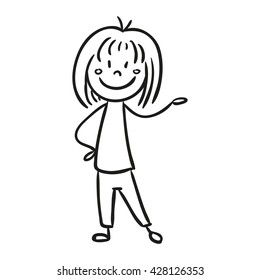Vector Illustration of a Hand Drawn Happy Little Child Doodle