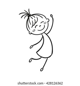 Vector Illustration of a Hand Drawn Happy Little Child Doodle