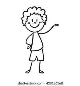 Vector Illustration of a Hand Drawn Happy Little Child Doodle