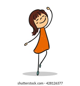 Vector Illustration of a Hand Drawn Happy Little Child Doodle