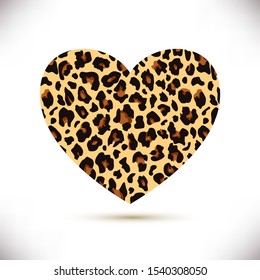 Vector illustration of hand drawn heart with leopard pattern isolated on white background. Perfect for design of blog ,banner,poster,fashion,web sites,apps,card,typography