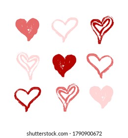 Vector Illustration. Hand drawn heart. Handdrawn rough marker hearts isolated on white background