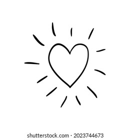 Vector illustration, hand drawn heart. Charcoal heart.