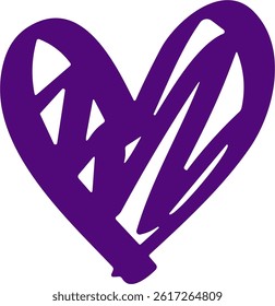 Vector illustration of a hand drawn heart. Violet outline of a pulsating heart. High resolution drawing. Wallpaper.