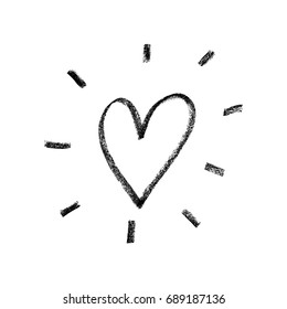 Vector illustration, hand drawn heart. Charcoal heart.