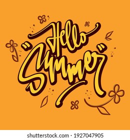 Vector Illustration of Hand Drawn Hello Summer Lettering. Good for Greeting Card, Cover, Poster, T Shirt, Sticker, and others.