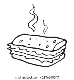 Vector illustration of hand drawn hot sandwich for restaurant 
and bars menues, brand designs, signs etc.