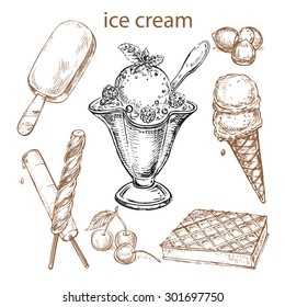 The vector illustration "hand drawn ice cream" for design