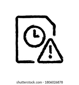 vector illustration hand drawn icon of time clock file warning.