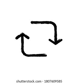 vector illustration hand drawn icon of synchronize arrow square 