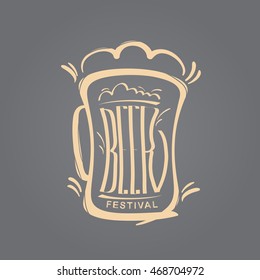 Vector illustration: Hand drawn icon with glass of beer and lettering.