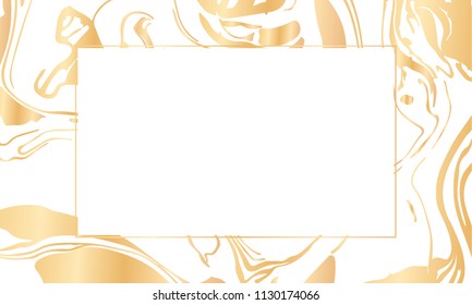 Vector illustration of hand drawn ink marbling texture. Black and gold design template for party, invitation, web, banner, birthday, wedding, business card. Abstract golden background. 