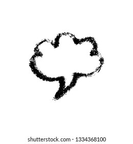 Vector illustration, hand drawn isolated speech bubble. Grunge brush and pencil (chalk or charcoal) texture. Black silhouette, made by tracing.
