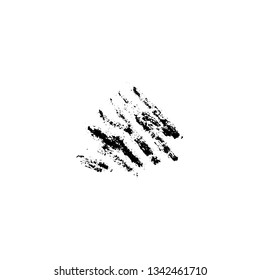 Vector illustration, hand drawn isolated scratch or stroke. Grunge brush and pencil (chalk or charcoal) texture. Black silhouette made by tracing on white background.