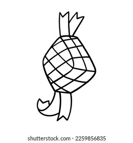 Vector Illustration of Hand drawn Ketupat Doodle art style-