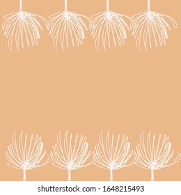 Vector illustration Hand drawn leaves. White lines. Background, template for wedding, invitation, greeting card, print.