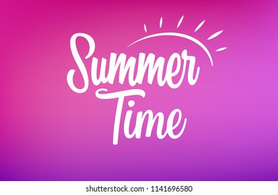 Vector illustration: Hand drawn lettering composition of Hello Summer on full color background