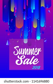 Vector illustration: Hand drawn lettering composition of Hello Summer sale on full color background