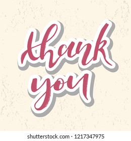 Vector illustration of hand drawn lettering of text Thank you.   EPS 10