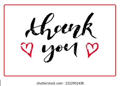 Vector illustration of hand drawn lettering of text Thank you. Thank You handwritten inscription for letter, message, email, card, design clothes, phone cover, bags, printed products, underwear EPS 10