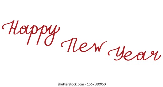 Vector illustration. Hand drawn lettering. Happy new year. Isolated on white