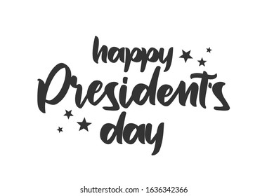 Vector illustration: Hand drawn lettering of Happy Presidents Day isolated on white background.