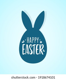 Vector illustration: Hand drawn lettering of Happy Easter with egg and bunnys ears.