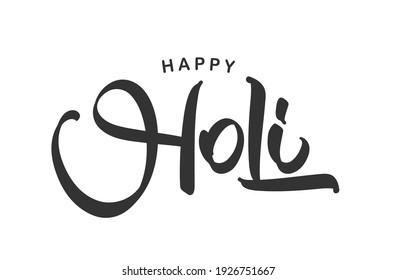 Vector illustration: Hand drawn lettering composition of Happy Holi on white background 
