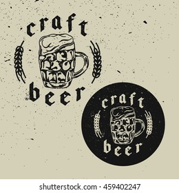 Vector illustration - Hand drawn lettering for bar or beer festival with mug of craft beer. Design for pub menu, beer house, brewery poster, label or logo.