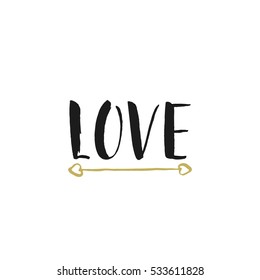 Vector illustration. Hand drawn lettering. Perfect for valentine day, wedding and birthday card, stamp.