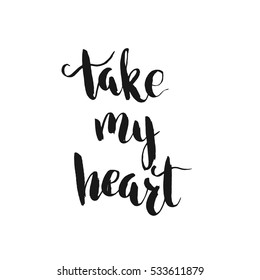 Vector illustration. Hand drawn lettering. Perfect for valentine day, wedding  card, stamp.