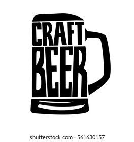 Vector illustration - Hand drawn lettering for bar or beer festival with mug of craft beer. Design for pub menu, beer house, brewery poster, label or logo.