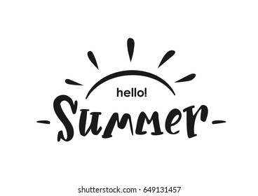 Vector illustration: Hand drawn lettering of Hello Summer