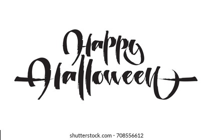 Vector illustration: Hand drawn lettering of Happy Halloween on white background.