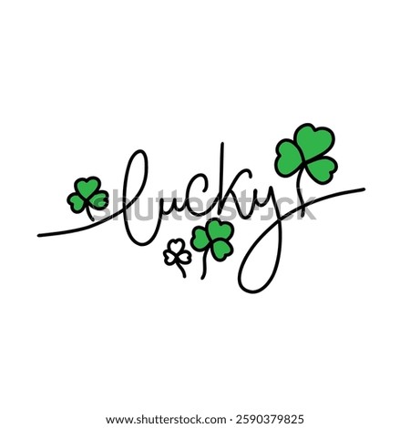 vector illustration. hand - drawn lettering. lucky clover