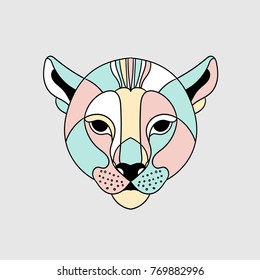 Vector illustration hand drawn. Lion mountain
