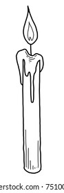 Vector illustration of a hand drawn lit candle.