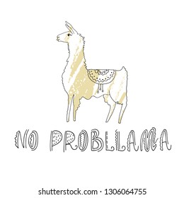 Vector illustration. Hand drawn llama with amazing text. 