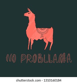 Vector illustration. Hand drawn llama with amazing text.