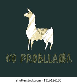 Vector illustration. Hand drawn llama with amazing text.