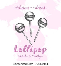Vector illustration with hand drawn lollipops.