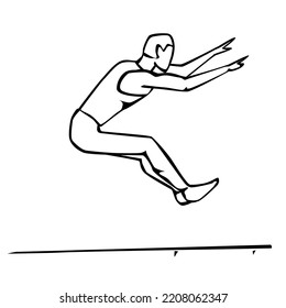 Vector Illustration Of Hand Drawn A Man Performing A Long Jump Isolated On White Background. 
Sports Concept
