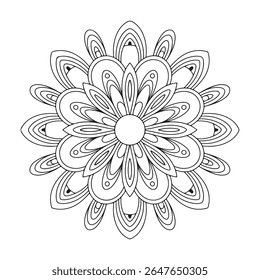 vector illustration of hand drawn mandala. Blossom Mandala Shape. Circular pattern in form of mandala, tattoo, decoration. Decorative ornament in ethnic oriental style.