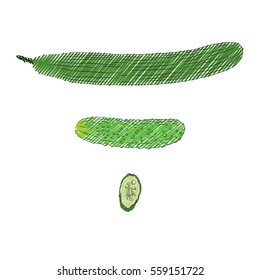 Vector illustration of hand drawn marker scribble cucumber