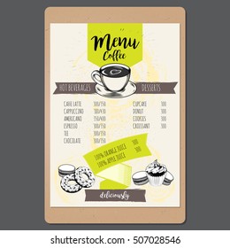 Vector illustration hand, drawn menu dessert beverages