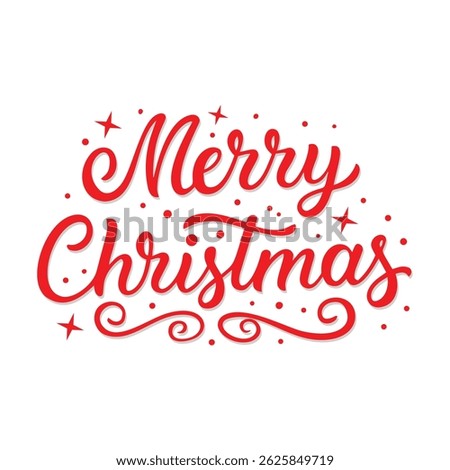 Vector illustration of hand drawn Merry Christmas text