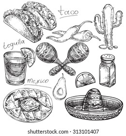 The vector illustration "hand drawn Mexico collection" for design