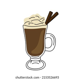 Vector illustration of a hand drawn  mocha coffee isolated on a white background.