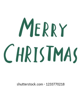 Vector illustration. Hand drawn modern lettering of Merry Christmas isolated on white background.