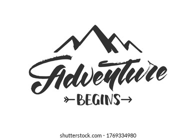 Adventure Awaits Lettering Inspiring Typography Poster Stock Vector ...